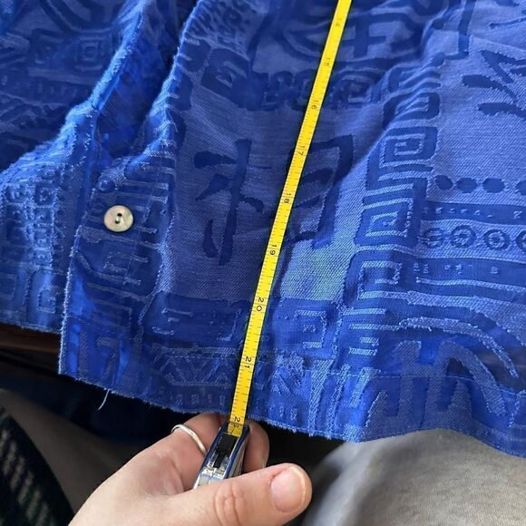 Chico's Design Linen Nylon Button Down Printed Collar Top Size 0 Large - Picture 8 of 8